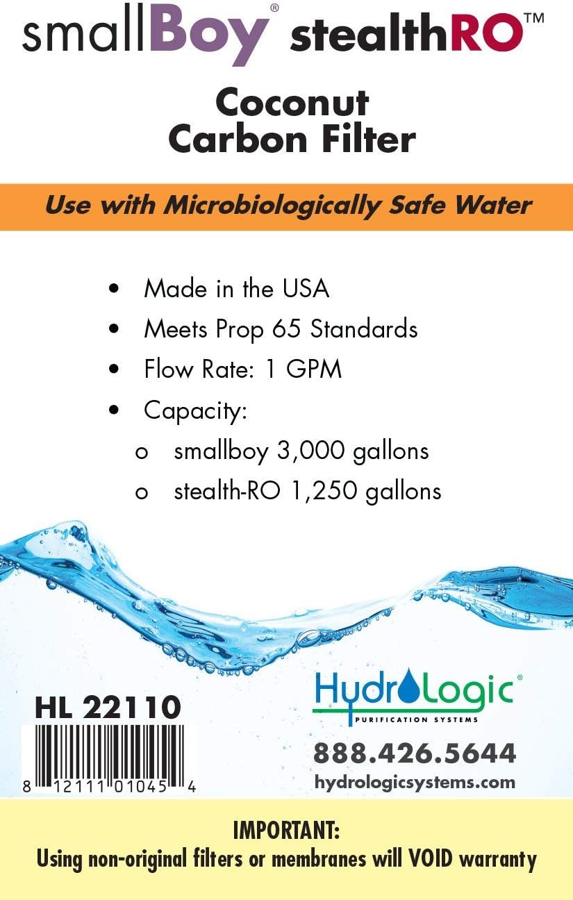 Hydro-Logic Green Coconut Carbon Filter (HL22110) for Stealth-RO & SmallBoy | Hydroponic & Garden Water Filtration