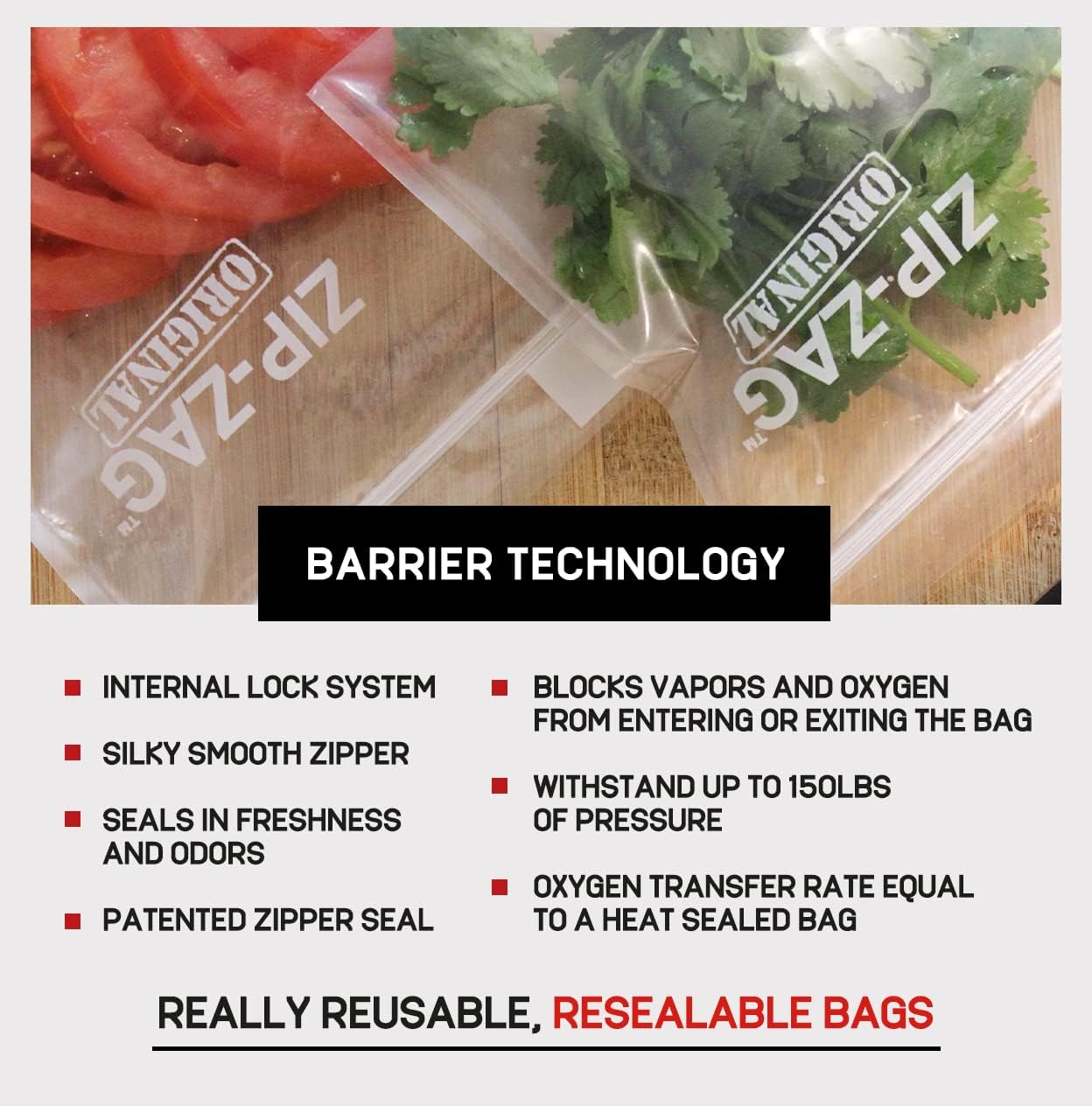 Zip Zag 2-Pound Bags – 50 Pack | Resealable, UV-Protected, Food-Grade Storage Bags (Smell-Proof)