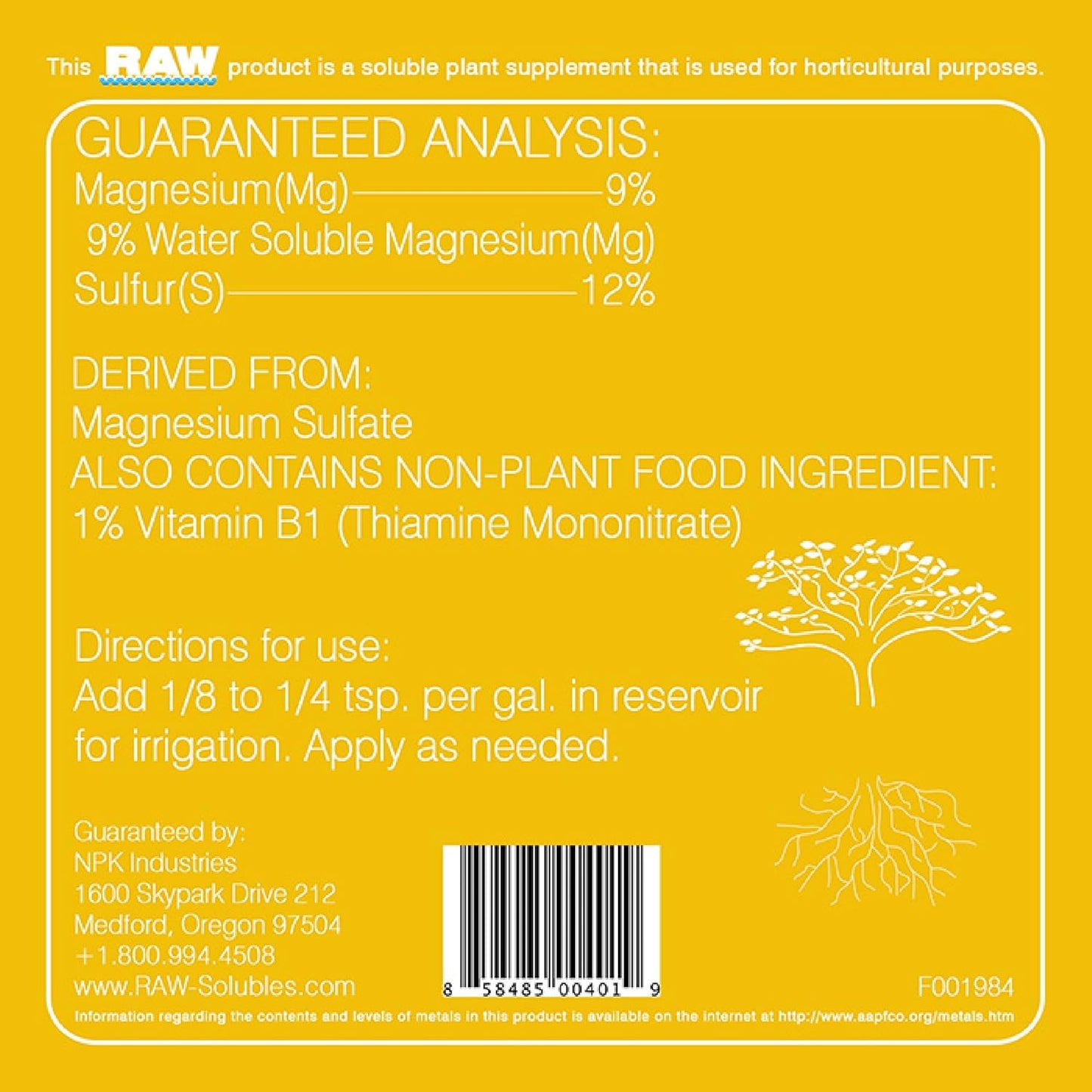 NPK RAW B-Vitamin – 2 oz, 8 oz & 2 lb | Stress Relief & Growth Support for Plants