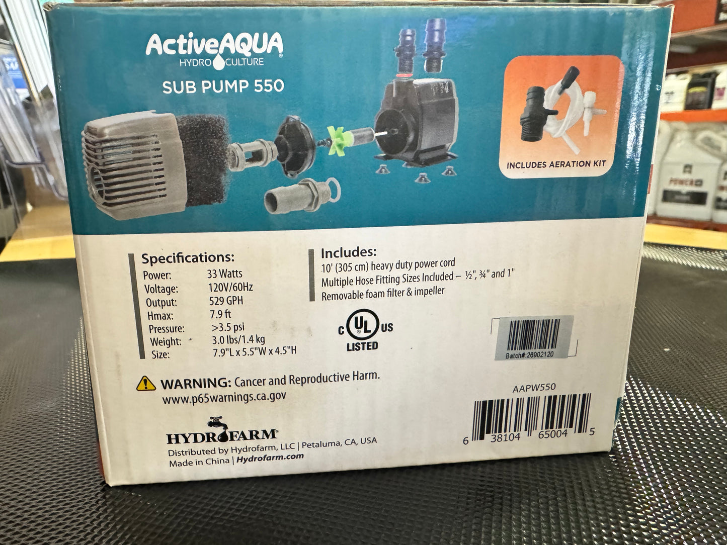 Active Aqua Water Pump, Submersible, 550 GPH