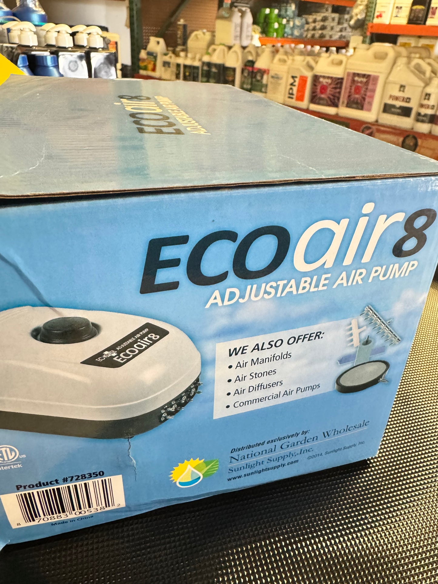ECOPLUS Hydroponic Systems 13-W 380GPH 8 Outlet Adjustable Air Pump For Aeration