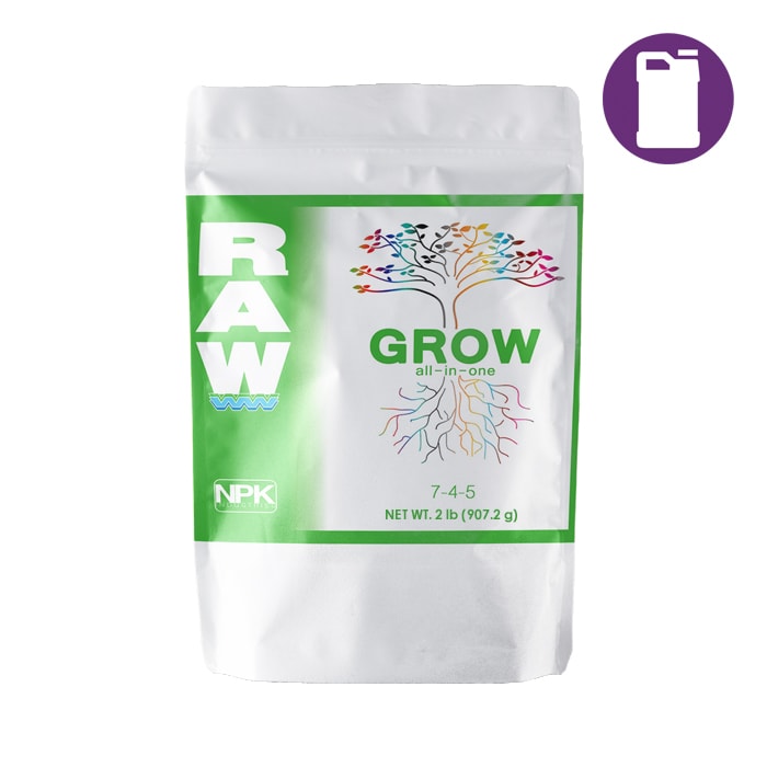 NPK RAW Grow (7-4-5) | Complete Veg Nutrient Powder – 2 oz, 8 oz & 2 lbs Sizes