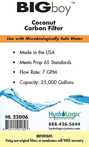 Hydro-Logic BIGboy Carbon Filter (HL 22006) | High-Flow Coconut Carbon Filter for Hydroponic & Garden Water Filtration