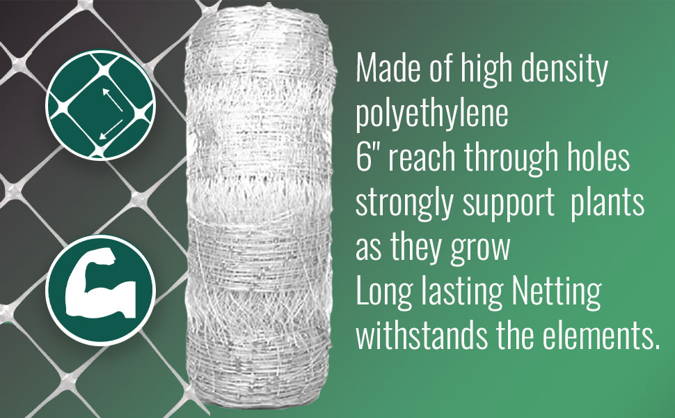 White plastic garden trellis netting roll 6.5 x 330 ft