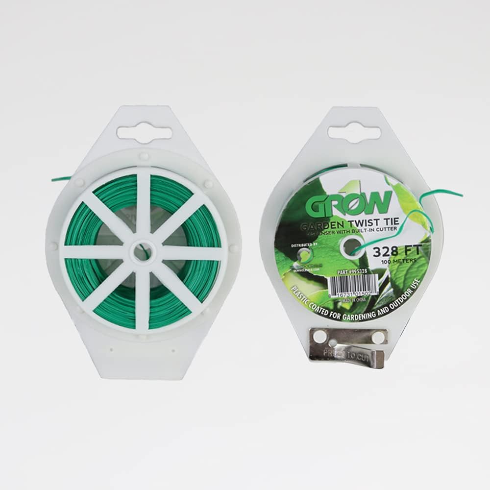 Grow1 Plant Twist Ties – 328 ft (100m) -  Plastic-Coated with Built-In Cutter | Garden & Plant Support Wire