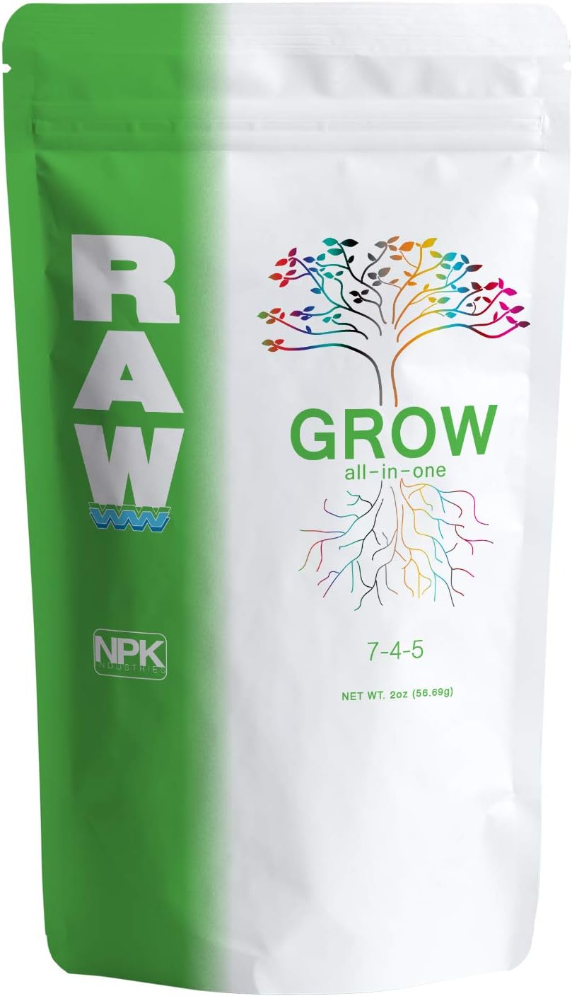 NPK RAW Grow (7-4-5) | Complete Veg Nutrient Powder – 2 oz, 8 oz & 2 lbs Sizes
