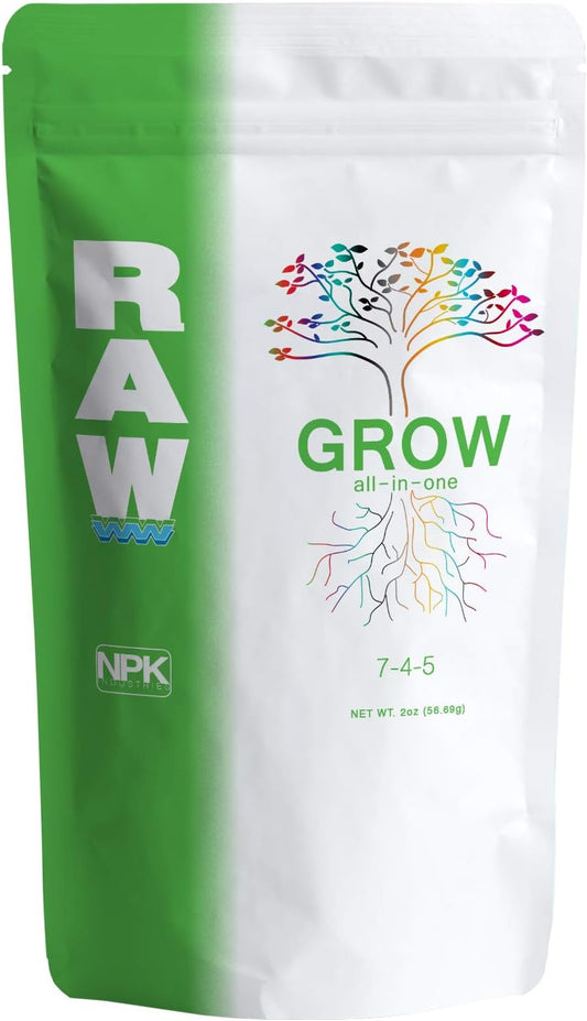NPK RAW Grow (7-4-5) | Complete Veg Nutrient Powder – 2 oz, 8 oz & 2 lbs Sizes
