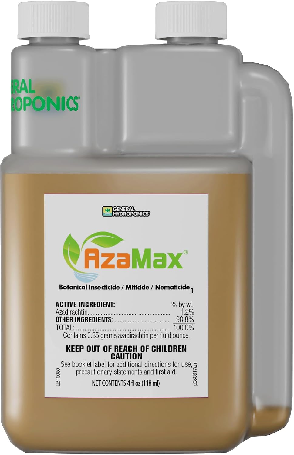 AzaMax Botanical Insecticide, Miticide & Nematicide – 4 oz Concentrate for Indoor & Outdoor Plants