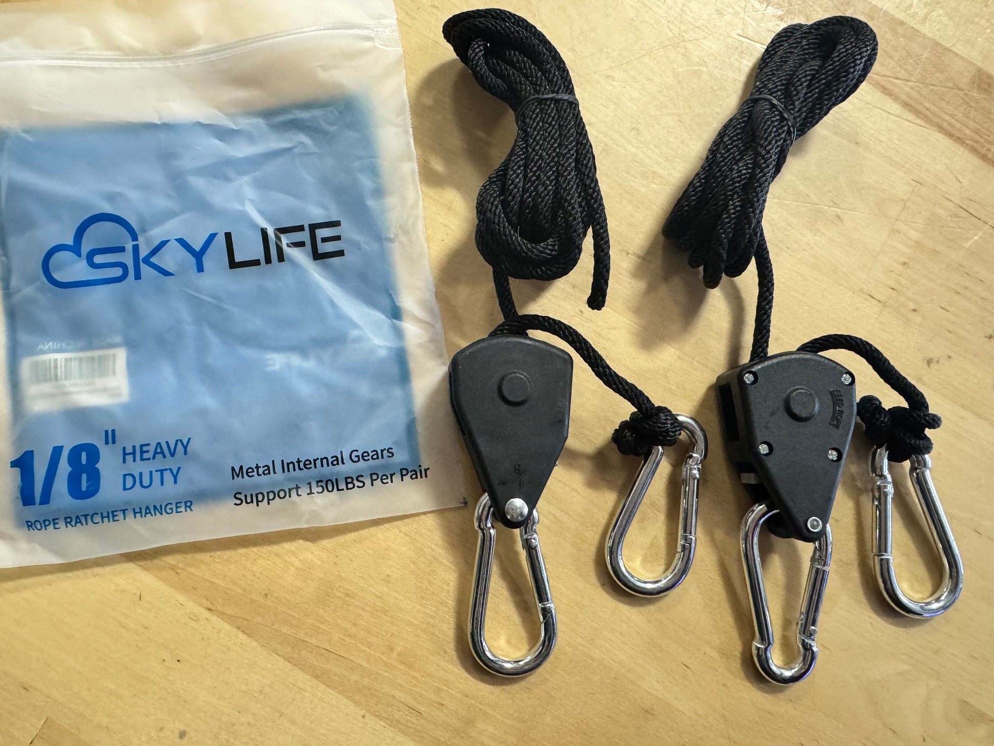 Reinforced metal gear rope ratchets for grow lights – 150 lbs capacity