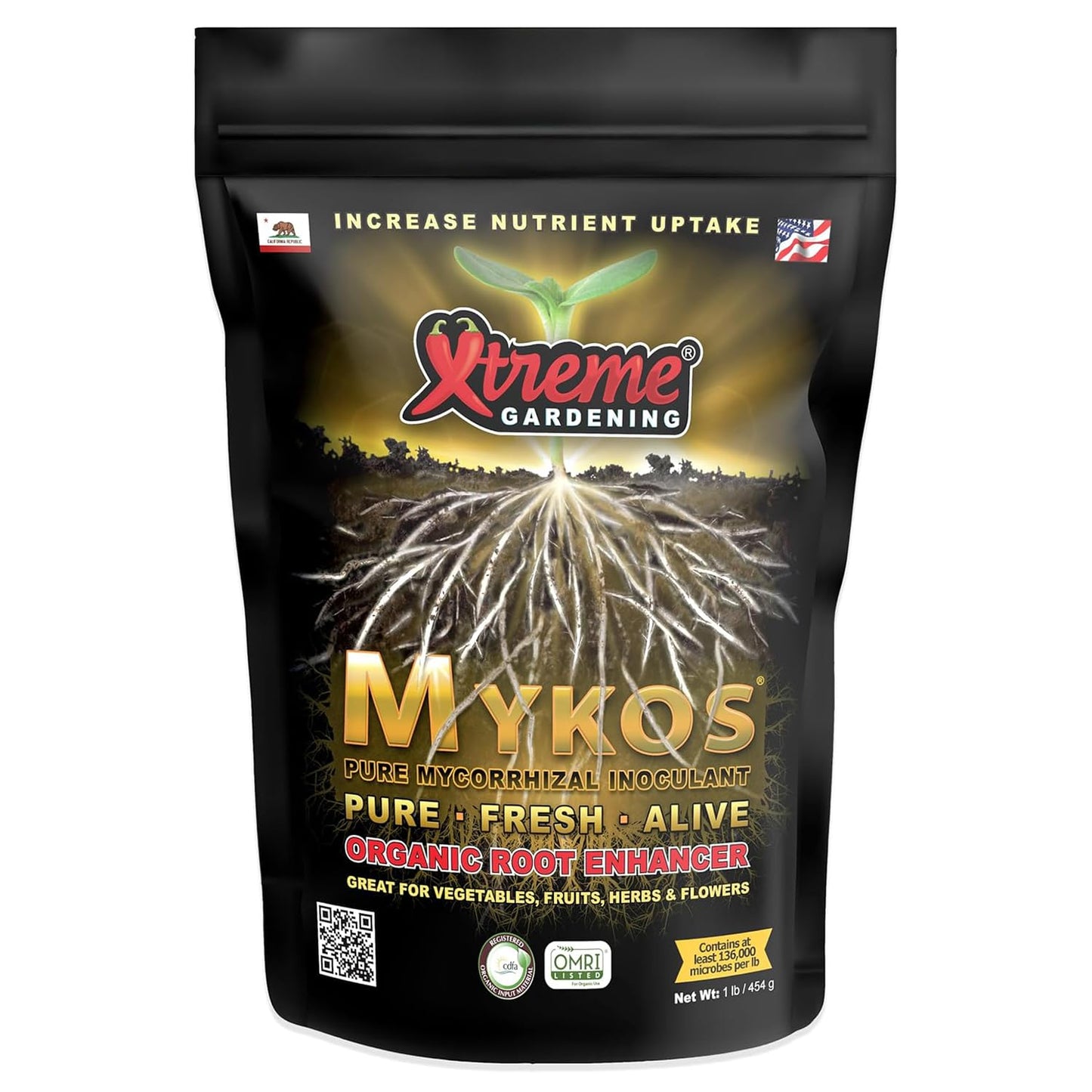 Xtreme Gardening Mykos Pure Mycorrhizal Inoculum – 1 lbs | Root Growth & Nutrient Uptake Enhancer