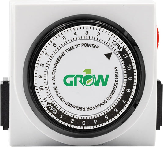 Grow1 Dual Outlet Mechanical Timer 24-hour plug-in timer