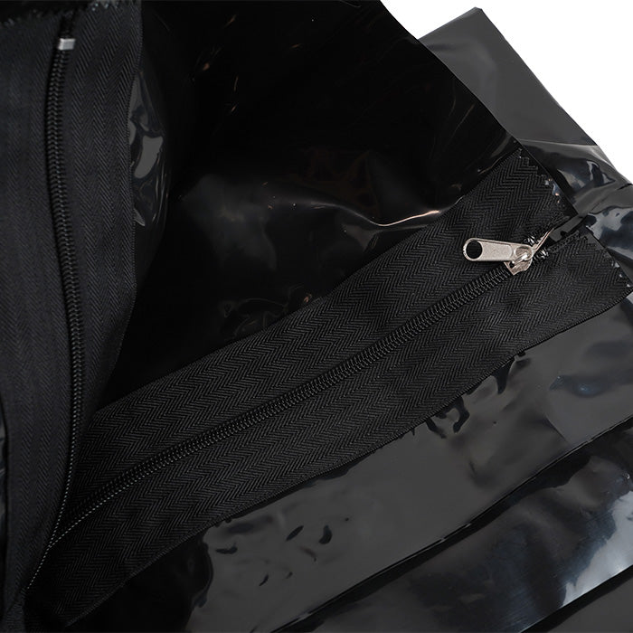 Close-up of adhesive zipper door zipper mechanism