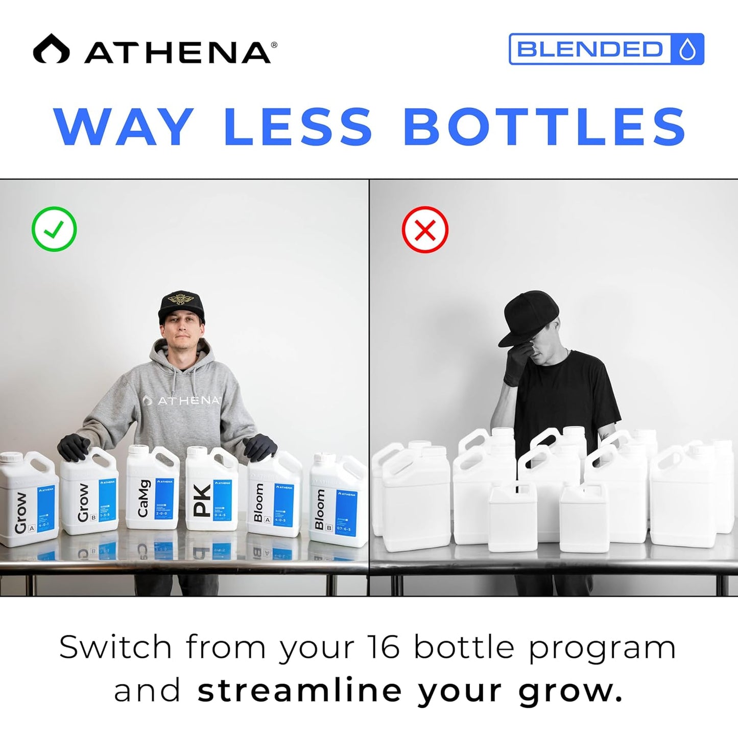 Athena Blended Grow A&B - 2 Part Vegetative Nutrient, Balanced Formula for Vigorous Plant Growth and Non-Flowering Plants | Vegetative Hydroponics Nutrient Solution – 1 Gallon | A 4-0-1 | B 1-3-5