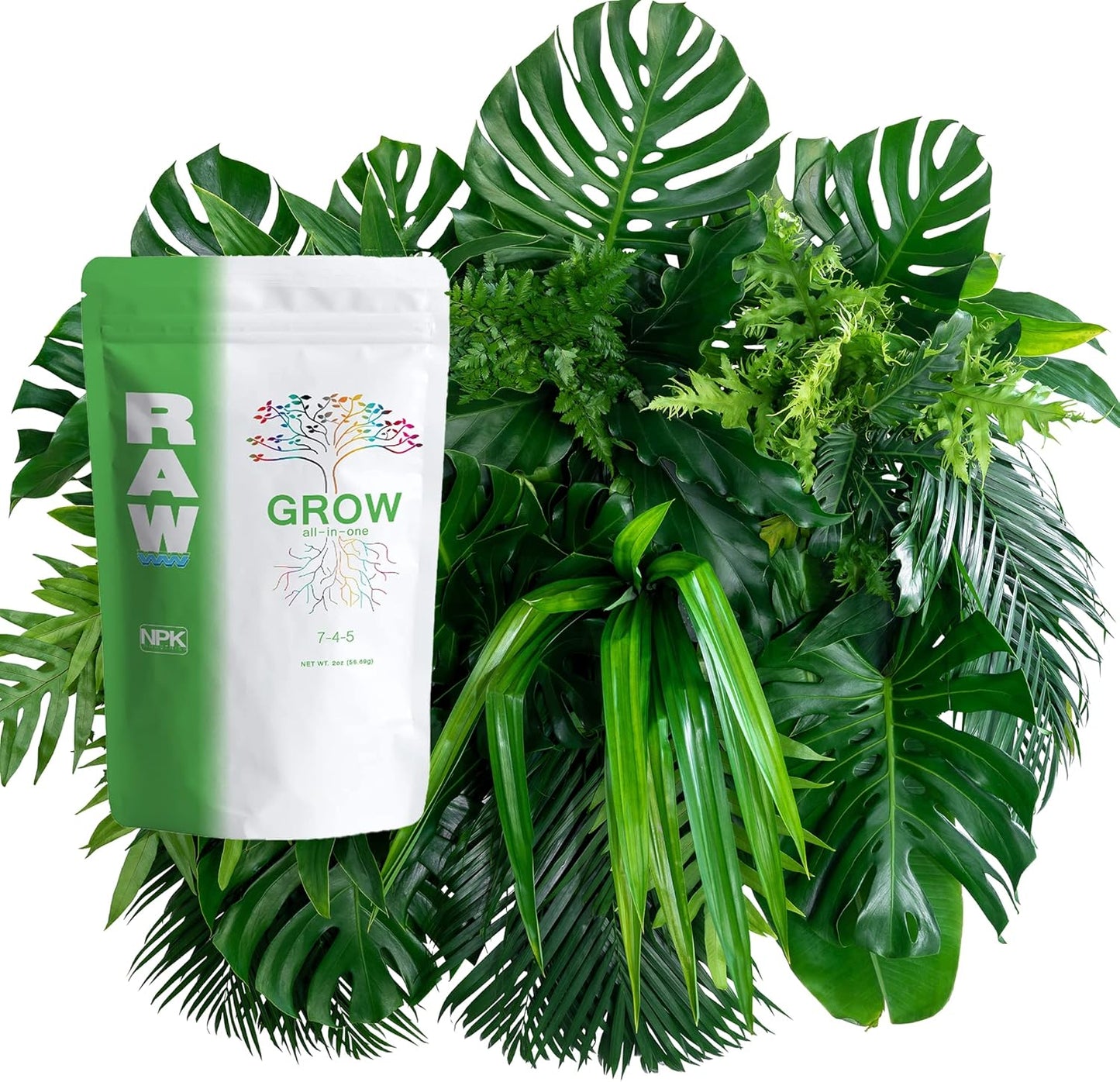 NPK RAW Grow (7-4-5) | Complete Veg Nutrient Powder – 2 oz, 8 oz & 2 lbs Sizes