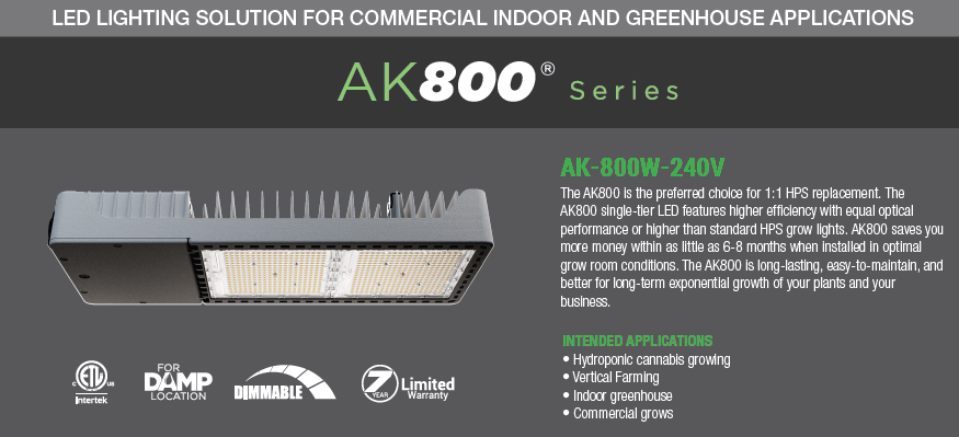 Alionco AK800 800W LED Grow Light – 2150 µmol/s, 2.7 µmol/J | 1:1 HPS |Pro Max Growth - High Yield Fruits and Vegetables - Indoor Spectrum