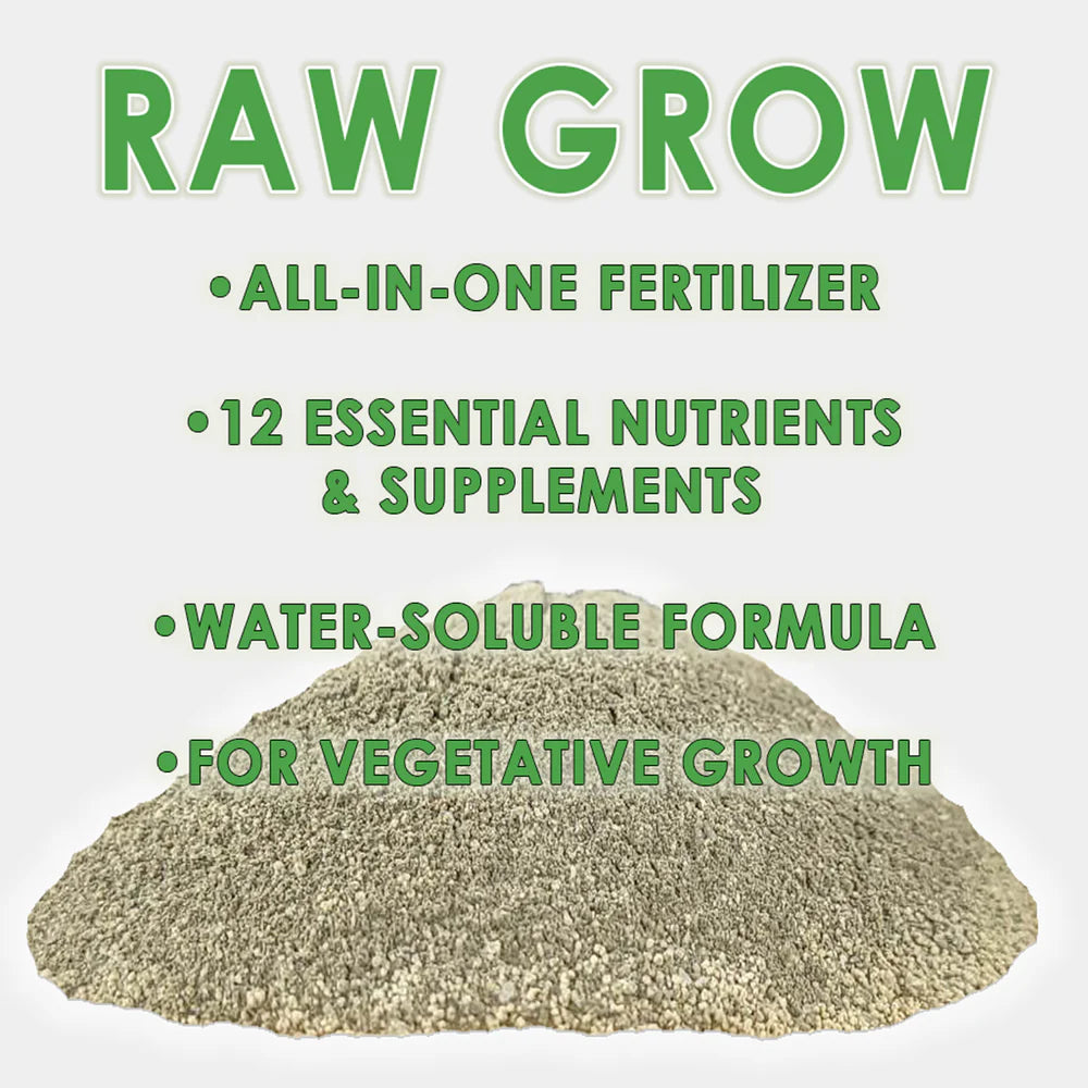 NPK RAW Grow (7-4-5) | Complete Veg Nutrient Powder – 2 oz, 8 oz & 2 lbs Sizes
