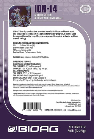 BioAg ION-14 – 300 g | Plant-Available Silica & Mineral Supplement for Strength & Stress Resistance