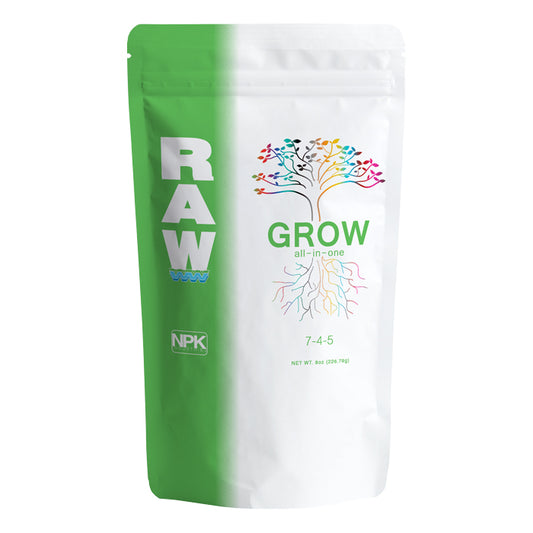 NPK RAW Grow (7-4-5) | Complete Veg Nutrient Powder – 2 oz, 8 oz & 2 lbs Sizes