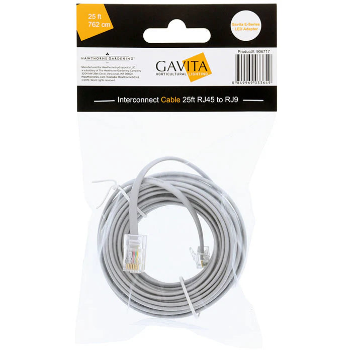 Gavita E-Series 25 ft interconnect cable RJ9 to RJ45
